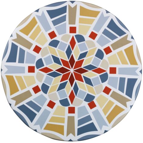 Wenko – Housse de table élastique pour tables rondes 70-86 cm – Plastique résistant aux intempéries – Design mosaïque – Ajustement sécurisé