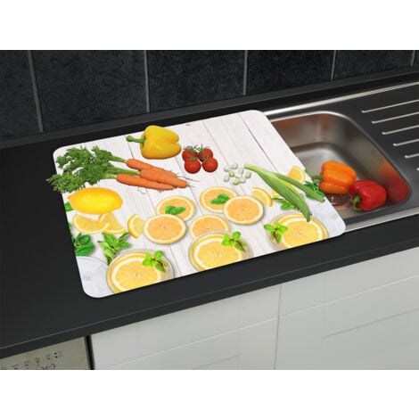 Plaque de protection WENKO Zitronen verre 56x50cm multicolore plaque de protection cuisinière planche à découper en verre protection murale cuisine plaque décorative cuisine plaque multifonction