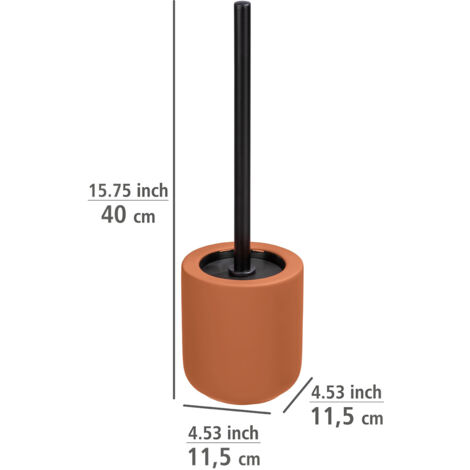 WENKO Set WC Avellino Con Portascopino In Ceramica E Scopino, Moderno, Soft Touch, Blu/nero, 11.5x40 Cm