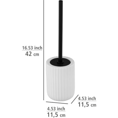 WENKO Porte brosse WC Belluno, Brosse WC noire, céramique "soft touch", Ø 11,5x42 cm, Blanc