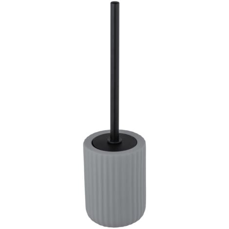 WENKO Porte brosse WC Belluno, Brosse WC noire, céramique "soft touch", Ø 11,5x42 cm, Gris