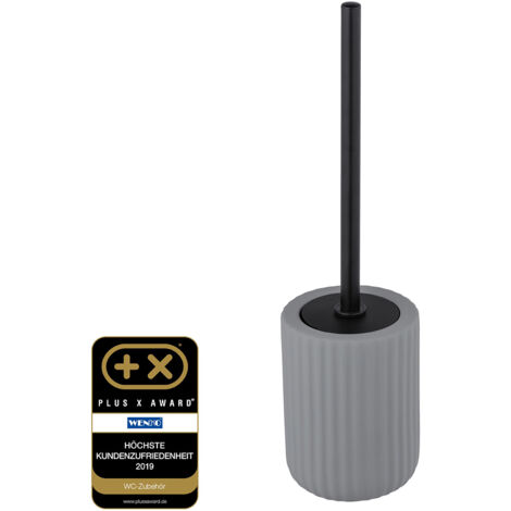WENKO Porte brosse WC Belluno, Brosse WC noire, céramique "soft touch", Ø 11,5x42 cm, Gris