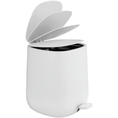 Poubelle à pédale avec frein de chute 6,5L Davos WENKO, Fermeture automatique et silencieuse, Sans BPA, Plastique, 23,5 x 26 x 27,5 cm, Blanc mat