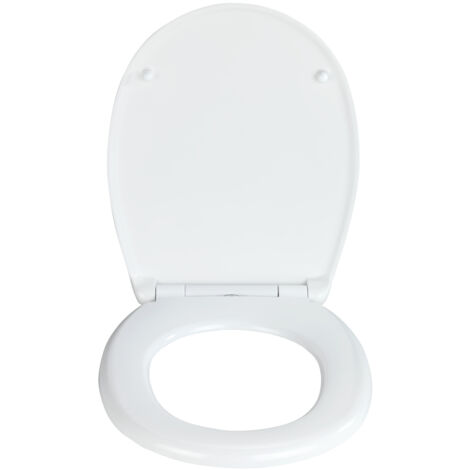 WENKO Abattant WC avec frein de chute "easy close" Vorno Neo, abattant WC clipsable fixation acier inox "fix clip", Duroplastique, surface antibactérienne, 37x46 cm, Blanc