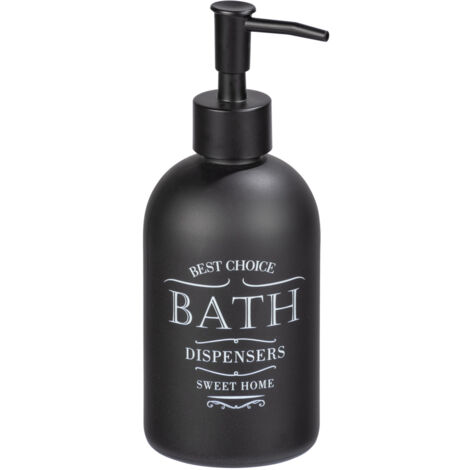 Distributeur Savon Liquide Wenko Polaris - Céramique Noire Élégante | 390ml | Pour Salle De Bain & Cuisine