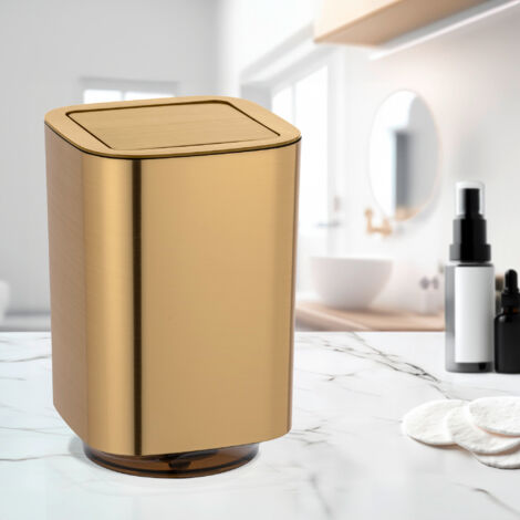 WENKO Ensemble WC Auron Gold - Porte-Brosse Toilette Luxueux Design Or