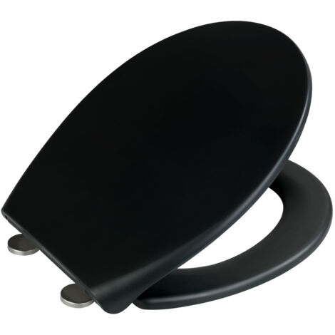 Abattant WC Premium WENKO KOS Avec Frein De Chute - Noir Ovale - Fixation Inox Hygiénique