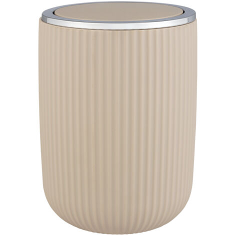 Wenko – Poubelle de salle de bain 2L – Couvercle basculant – Plastique sans BPA – Dimensions d14,5x20cm – Couleur beige