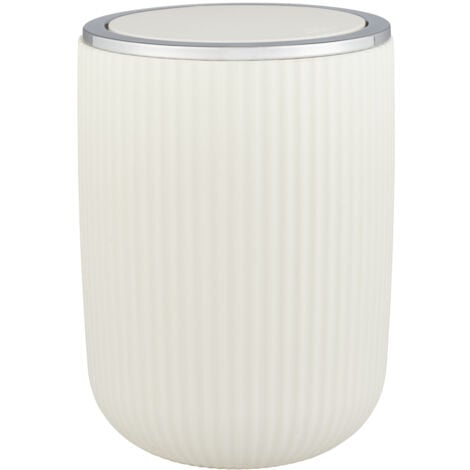 Poubelle de Salle de bain WENKO Modèle Agropoli, poubelle WC, poubelle de salle de bain avec couvercle basculant, sans BPA, 2L, blanc crème, S, d14,5x20cm