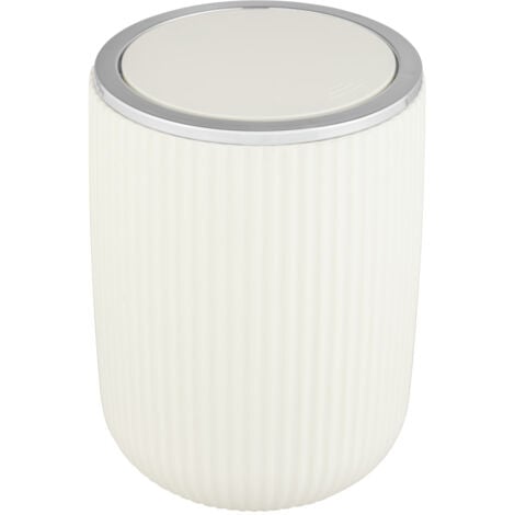 Poubelle de Salle de bain WENKO Modèle Agropoli, poubelle WC, poubelle de salle de bain avec couvercle basculant, sans BPA, 2L, blanc crème, S, d14,5x20cm