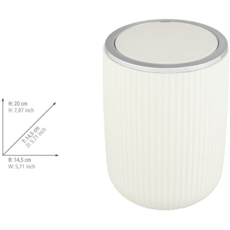 Poubelle de Salle de bain WENKO Modèle Agropoli, poubelle WC, poubelle de salle de bain avec couvercle basculant, sans BPA, 2L, blanc crème, S, d14,5x20cm