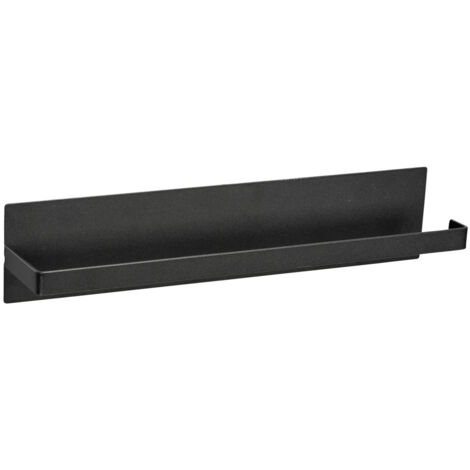 WENKO Porte-rouleau magnétique Ima, support pour rouleau essuie-tout, en métal thermolaqué, noir, fixation sans perçage grâce à l'aimant ou la bande adhésive fournie, 30 x 6,5 x 6 cm (1/5)
