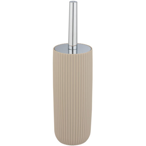 WENKO Porte Brosse WC Agropoli beige, brosse WC noire, design fermé, Plastique surface givrée sans BPA, Ø 10x36,5 cm, Beige (1/5)