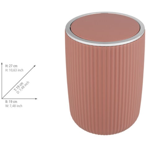 Poubelle WENKO Agropoli L 5,5 l altrosa salle de bain plastique design poubelle cosmétique à bascule élégante et pratique für salle de bain rose kleine poubelle 5l ideal für modernes Badezimmer und WC