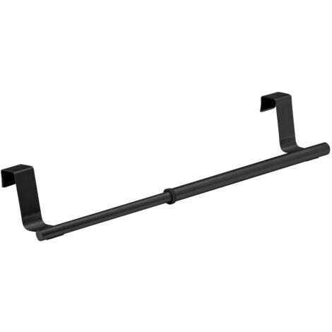 WENKO Porte-serviettes pour portes, support à serviettes extensible pour cuisine et salle de bain, à suspendre au tiroir & à la porte d'armoire, sans perçage, acier inoxydable, 22-35 x 6 x 7 cm, noir