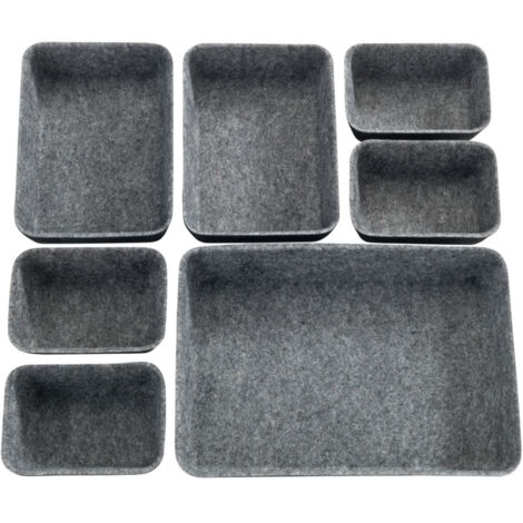 Wenko – Organisateurs en feutre pour tiroirs – Lot de 7 pièces – Dimensions variées 20x5x28,5cm, 19x5x14cm, 13x5x9cm – 100% polyester recyclé (1/8)