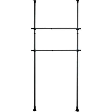 Wenko – Barre de garde-robe télescopique 75-120 cm – Lot de 2 tringles à vêtements – Métal et ABS – Fixation sans perçage