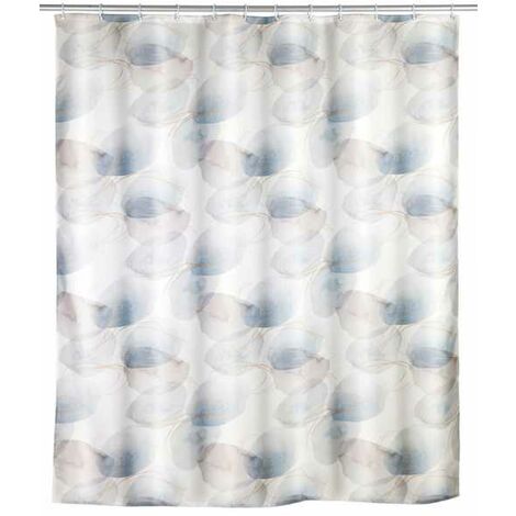 Rideau de douche 180 x 200 cm textile lesté blanc fourni avec 12 crochets