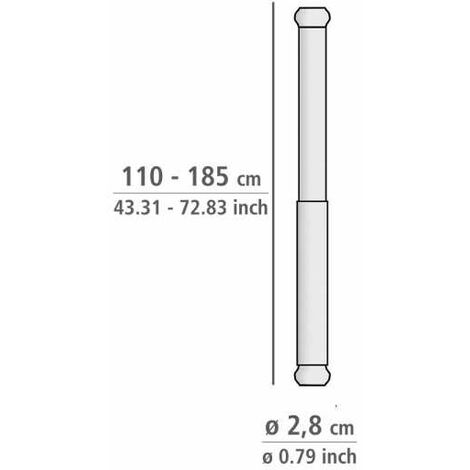 barre rideau douche 28mm 110-200cm