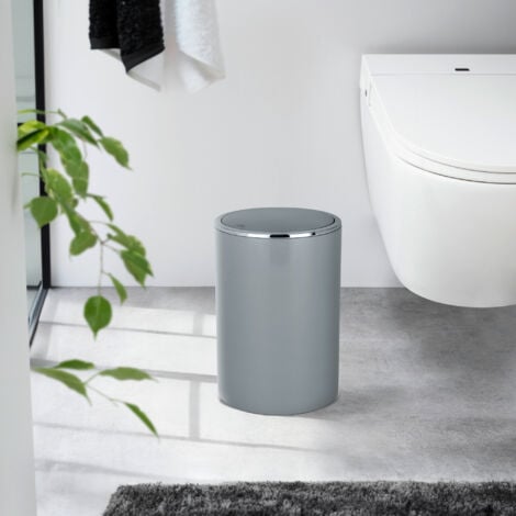 Poubelle WENKO Inca 5L gris basculant salle de bain accessoires salle de bain poubelle plastique poubelle salle de bain design poubelle 5 litres poubelle cosmétique poubelle couvercle basculant