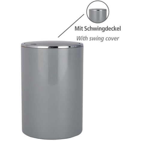 Poubelle WENKO Inca 5L gris basculant salle de bain accessoires salle de bain poubelle plastique poubelle salle de bain design poubelle 5 litres poubelle cosmétique poubelle couvercle basculant