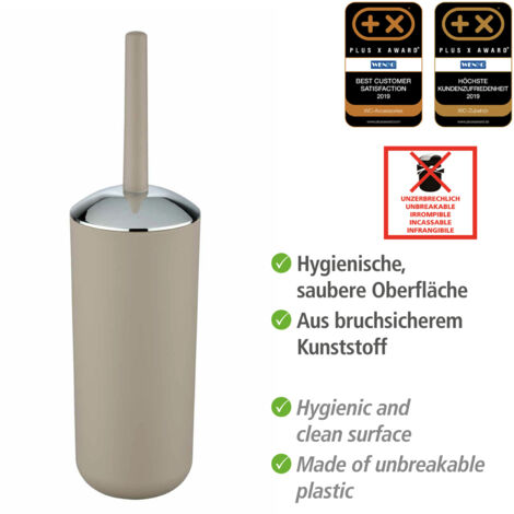 Brosse WC Bambou Wenko Padua - Design Scandinave Avec Support Fermé - Acier Noir - 38cm