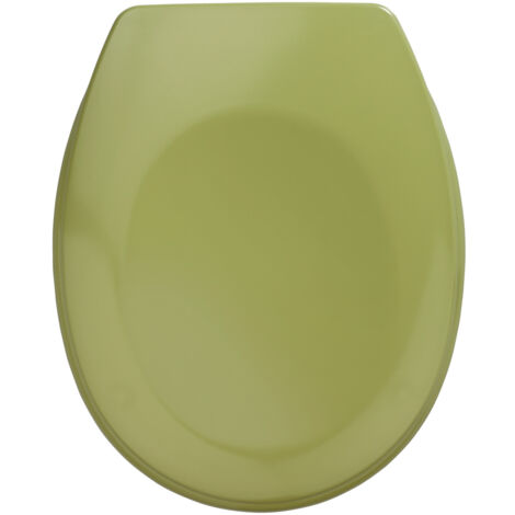 Abattant WC WENKO Bergamo Vert Duroplast Antibactérien 35 x 44 cm Abattant WC Plastique Résistant Lunette WC Antibactérien Hygienique Sans Frein de Chute Duroplast Moosgrün Idéal pour Salle de Bain