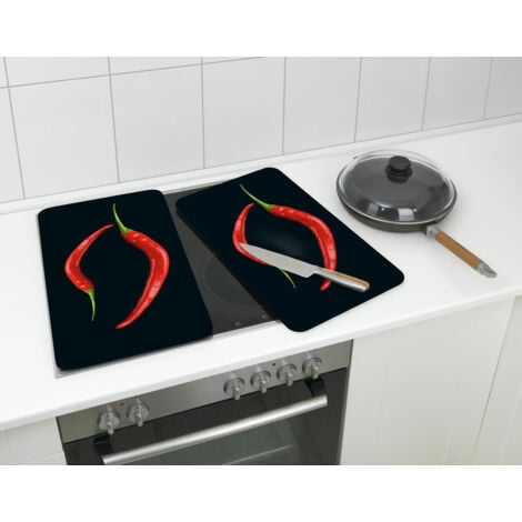 Protection Plaque De Cuisson En Verre 'pepperoni Duo ', Lot De 2