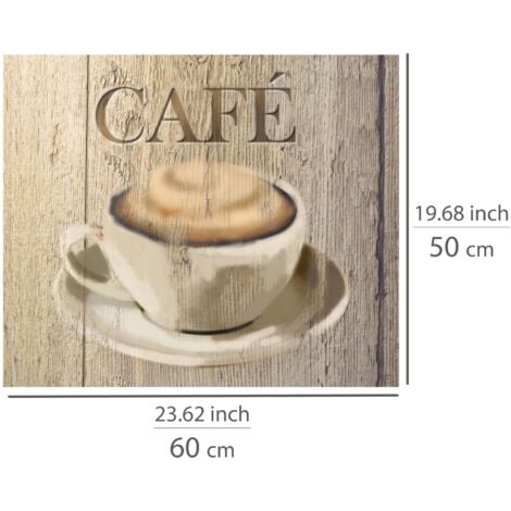 Crédence de cuisine "Café" WENKO, Fond de hotte, Protège les murs des éclaboussures de cuisson, Résistant aux chocs, Hygiénique, Verre trempé, 60x50cm, Beige
