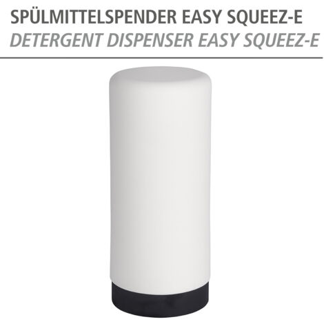 WENKO Distributeur Liquide Vaisselle Easy Squeez-e, distributeur produit  vaisselle cuisine, rutilisable, facile  recharger, Capacit 250 ml,  Silicone, 6x14 cm, blanc