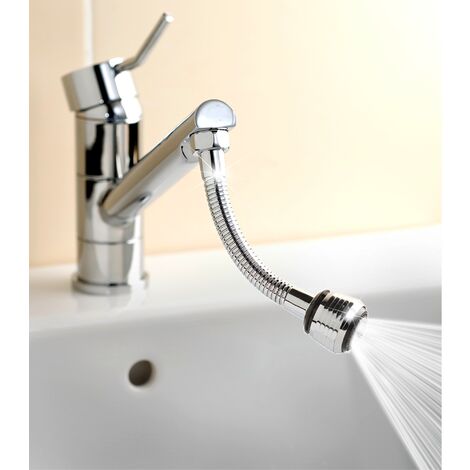 WENKO Flexible robinet, rallonge robinet cuisine, avec adaptateur pour filetage intérieur et joint, idéal cuisine et salle de bain, Acier inoxydable, 16,5x3x3 cm, brillant - Argent