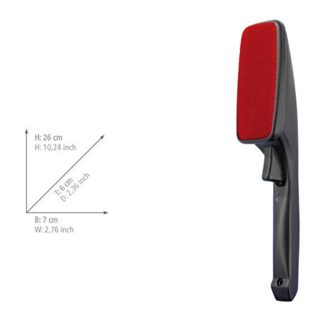 WENKO Brosse Textile double face Twist, Brosse vêtement ergonomique pour gaucher et droitier, pour tous types de textiles, Plastique, 26 x 7 x 6 cm, Rouge - Noir