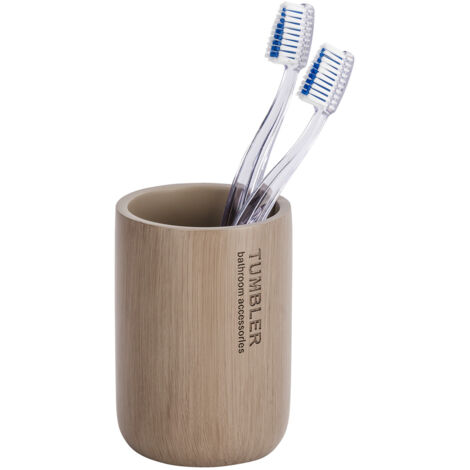 Porte-brosse à Dents En Bambou WENKO Serro - 7,5 X 11 X 7,5 Cm, Naturel - Rangement Salle De Bain Ou Bureau