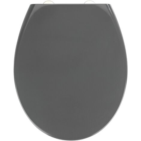 WENKO Abattant WC avec frein de chute Samos, abattant WC clipsable avec  fixation inox, duroplast, 37,5x44,5 cm, gris