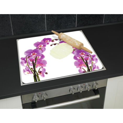 Plaque WENKO Orchidée 56x50 cm en verre planche à découper plaque de protection en verre pare-éclaboussures cuisine en verre protection murale cuisine en verre plaque de découpe en verre orchidée