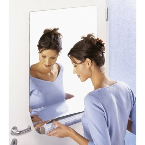 Feuille miroir indéchirable avec effet de réflexion WENKO, Collage facile, Découpe personnalisée, Quadrillage pour précision, DIM 58 x 150 cm