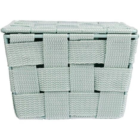 WENKO Panier de rangement Salle de bain avec couvercle Adria, petite boite de rangement, Polypropylène, 19x14x10 cm, menthe