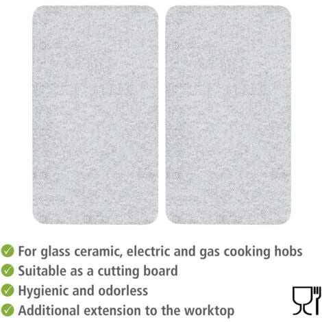 Protection plaques cuisson  verre trempé "transparent" WENKO, lot de 2, couvre plaque, planche découper, extension plan travail , 30x52cm, transparent