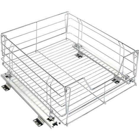 Tiroir coulissant cuisine pour placard "Maxi" WENKO, Aménagement intérieur placard, Espace rangement supplémentaire, Acier, 50x23x50 cm, Chromé