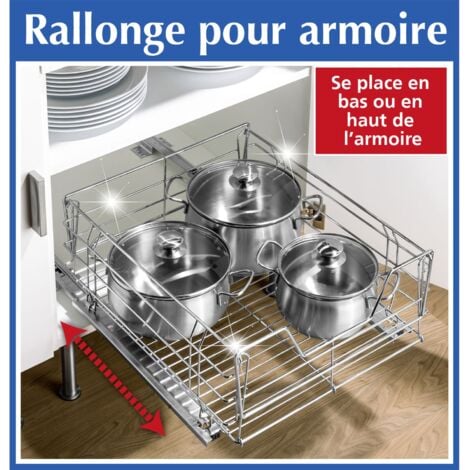 Tiroir coulissant cuisine pour placard "Maxi" WENKO, Aménagement intérieur placard, Espace rangement supplémentaire, Acier, 50x23x50 cm, Chromé