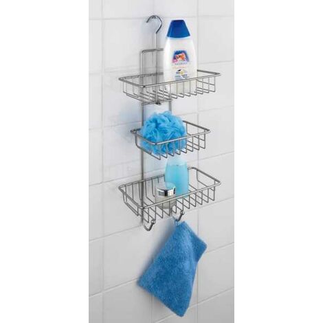 WENKO Etagère de douche à suspendre, 3 paniers de douche, Nivala, fixation  sans perçage, Acier, 22x50x13