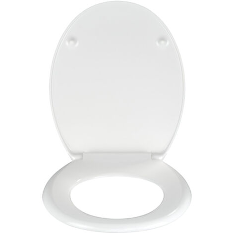 Abattant WC avec frein de chute easy close, fixation inox 'fix clip', Blanc,  Duroplastique, Bilbao, 35