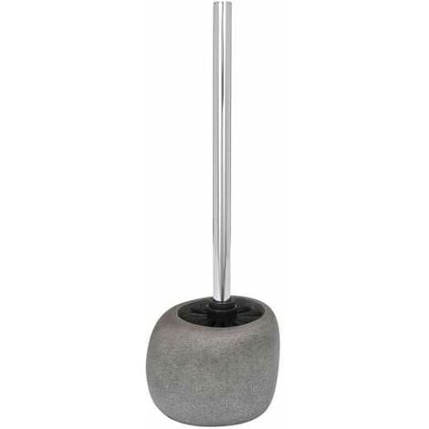 WENKO Brosse WC Pebble Stone, brosse WC noir, manche chromé, polyrésine  effet pierre, 12,3x36,5x10,7 cm, gris