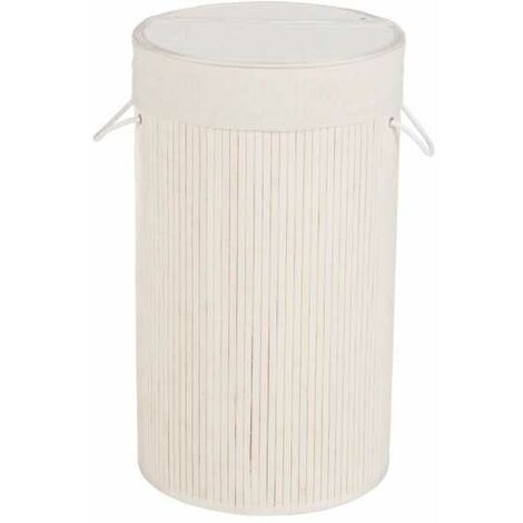 Homcom - Panier à linge corbeille à linge bac à linge bambou couvercle sac  amovible polyester beige