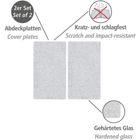 Plaque de cuisson en verre ALLSTAR transparente 2x 30 x 52 cm plaque de protection pour cuisinière en verre trempé avec pieds antidérapants en silicone ensemble de 2 pièces pour vitrocéramique