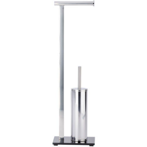 Combiné WC 6 En 1 Wenko - Distributeur Papier, Brosse WC, Rangement - 20x58,5x15 Cm Gris