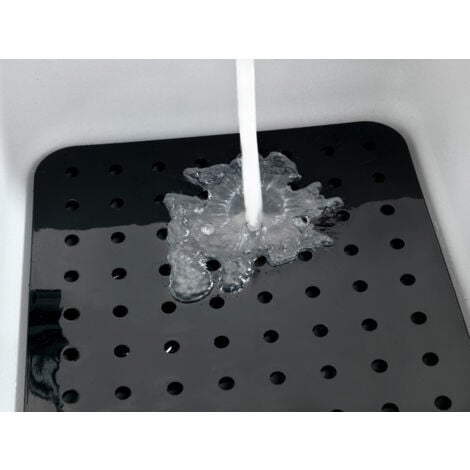 WENKO Fond d'évier Kristall, Tapis d'évier de protection contre les rayures, protection vaisselle, Plastique, 31x27,5 cm, noir
