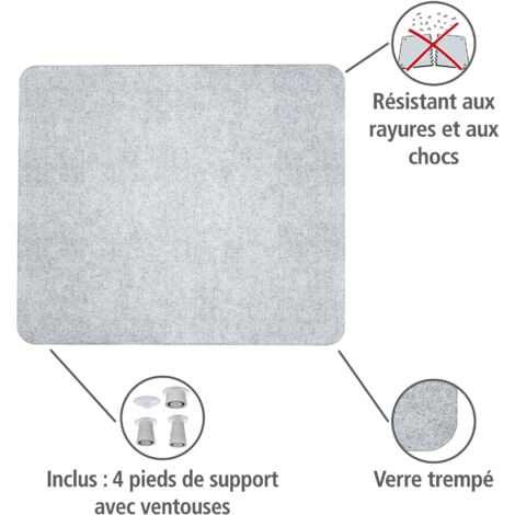 Protection plaque de cuisson en verre WENKO, Couvre plaque de cuisson universel, 3 en 1, Verre trempé, Pour toutes plaques, 50x56 cm, Transparent