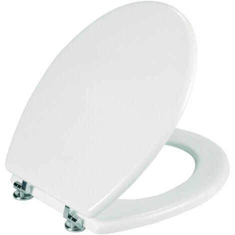 Abattant WC Bali WENKO, Fixation acier inox, Lunette WC résistante et entretien facile, Antibactérien, MDF résistant à l'humidité, 35 x 42 cm, Blanc