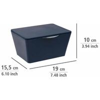 WENKO Boîte avec couvercle Brasil, Panier de rangement, panier de salle de bain avec couvercle, Plastique (PET), 19 x 10 x 15.5 cm, Bleu